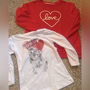 Size 6-8 Valentine shirt and sweatshirt lot set. Red heart LOVE